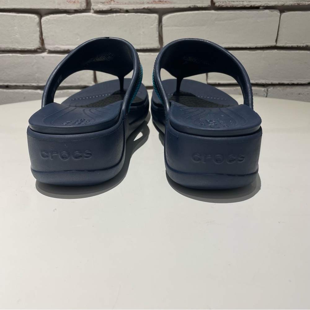 CROCS Monterey Women’s Beaded Stripe Wedge  Blue Sandals - Picture 9 of 15